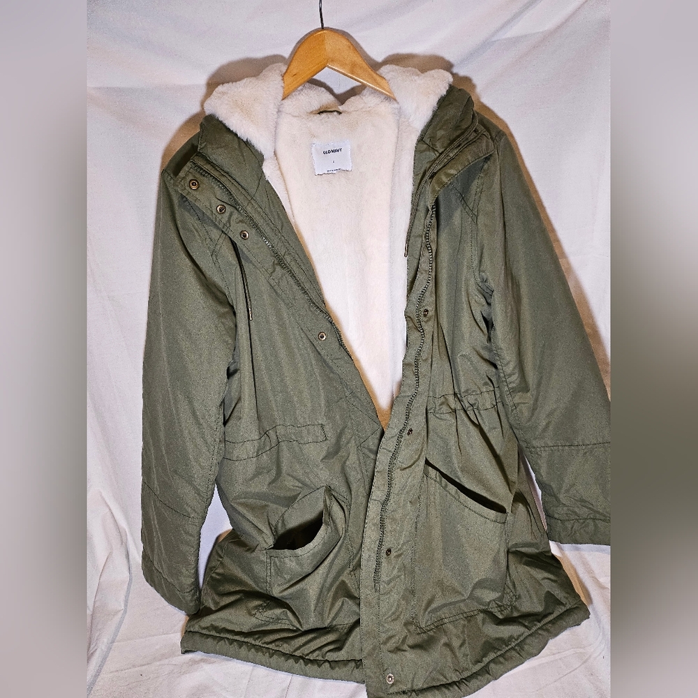 Women's Olive Green Parka Coat - fur lined